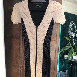 Elegant and sexy two tone bodycon dress